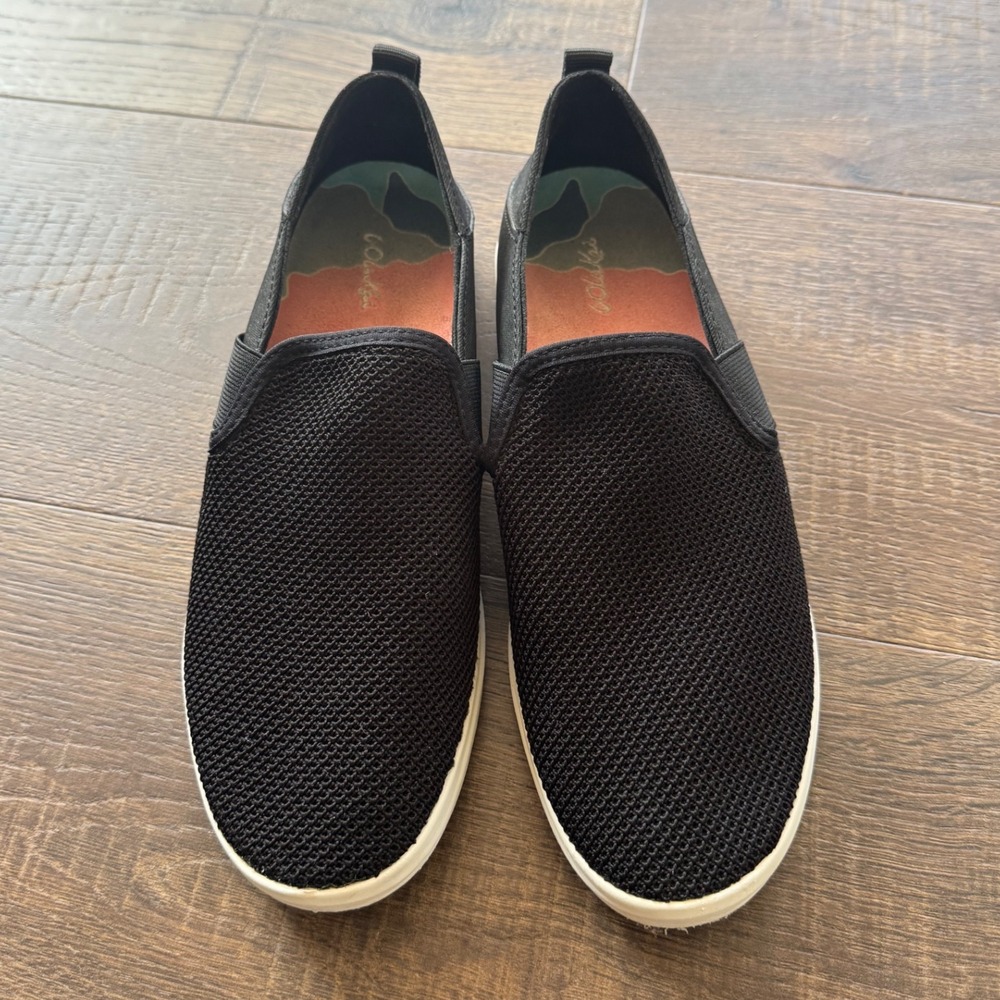 OluKai Halewa Slip On‎ Shoes - Black Mesh Comfort Casual Size US W8 EUR 38